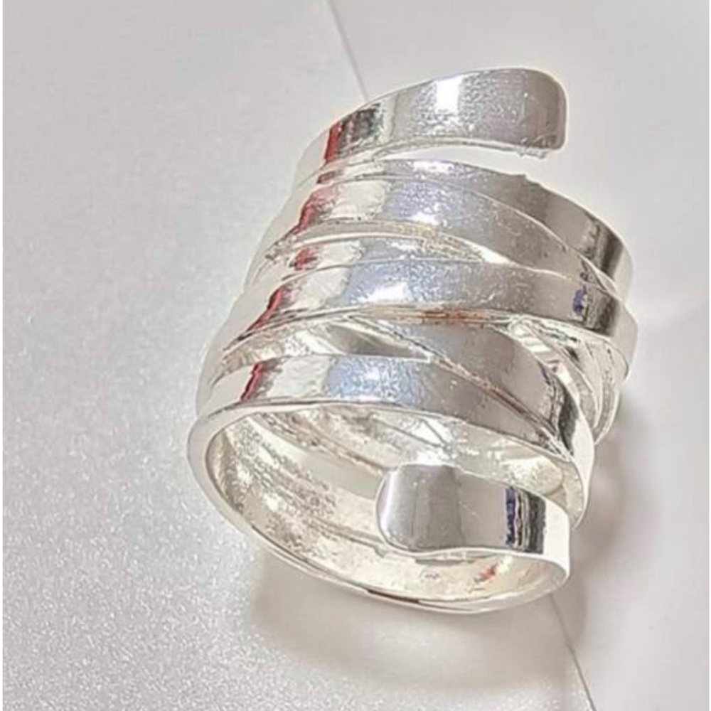 Vintage Punk Ring !! Silver Wrap Solid Metal. SZ- 5 New!